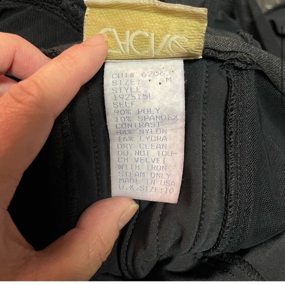 Caché Vintage Gown Dress Maxi Velvet Mesh Illusion Whimsy goth Medium Black - Picture 4 of 10